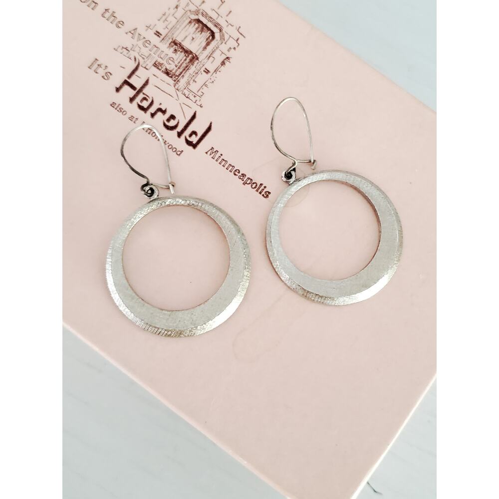 Vintage Kim Silver-tone Brushed Hoop Earrings